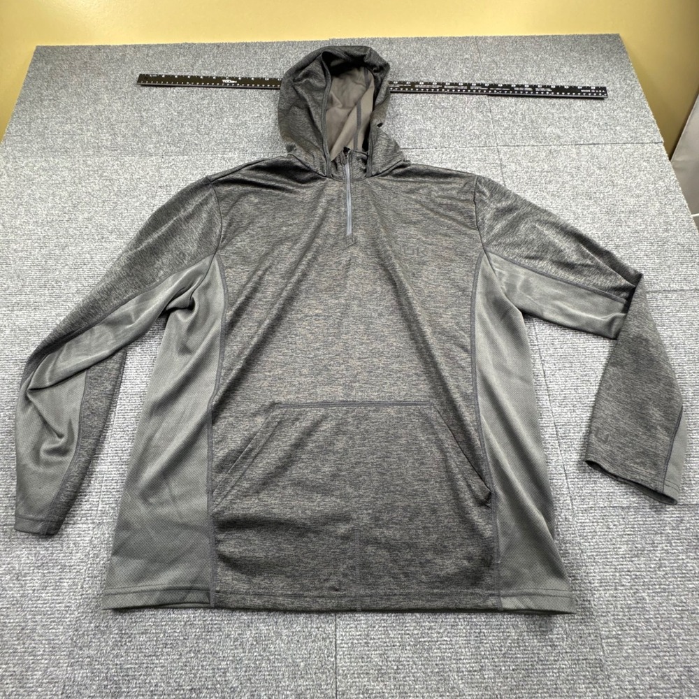 Huk Mens Performance Fishing Hoodie 1/4 Zip Pullover Gray Large RN144273